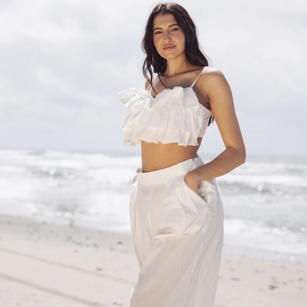 Free People Danelle Top Optic White Cami Ruffle Layered top - Picture 12 of 14